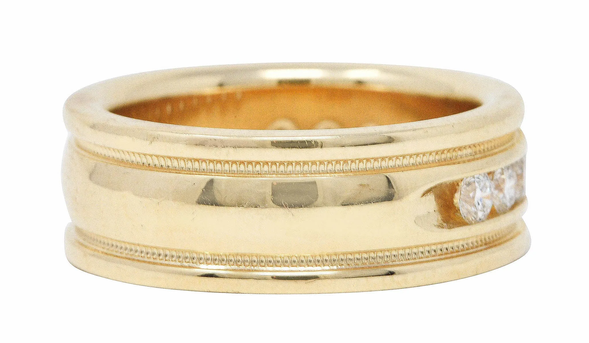 Vintage 1.25 CTW Diamond 14 Karat Gold Men's Wedding Band Ring