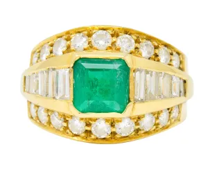 Vintage 2.60 CTW Emerald Diamond 18 Karat Gold Band Ring