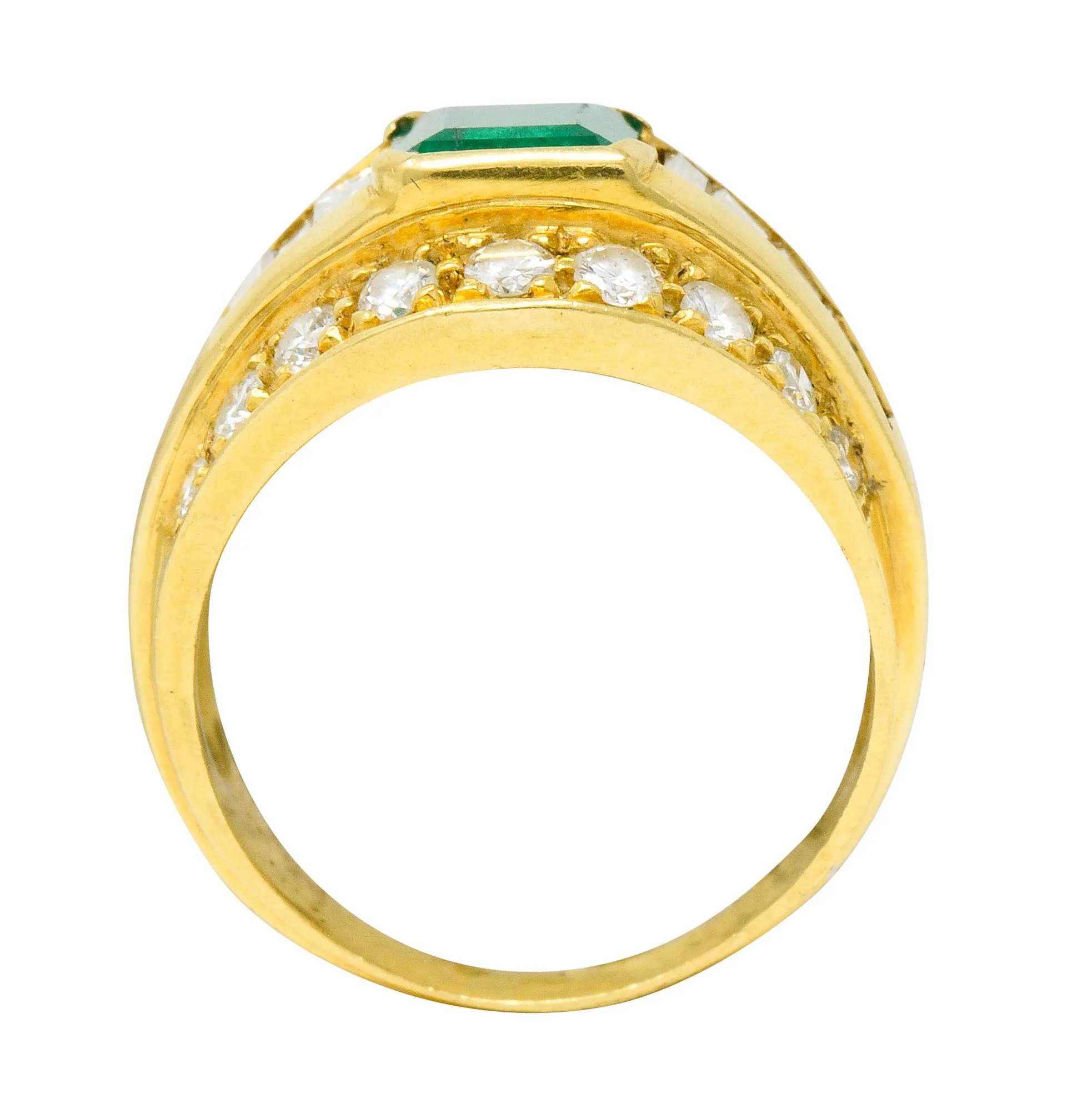 Vintage 2.60 CTW Emerald Diamond 18 Karat Gold Band Ring