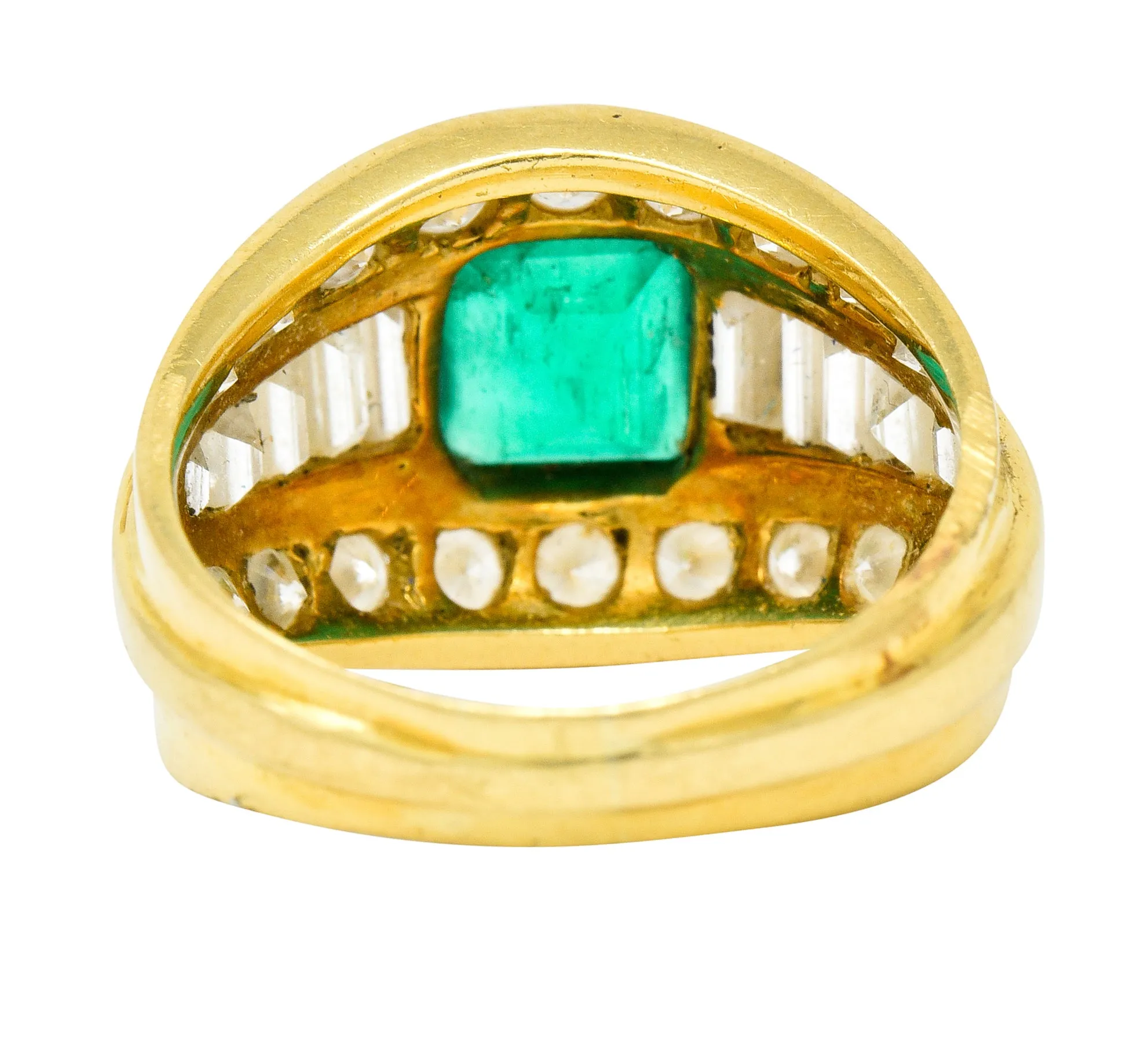 Vintage 2.60 CTW Emerald Diamond 18 Karat Gold Band Ring