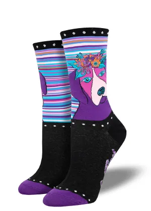 Violet Dog Laurel Burch Socks