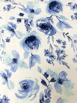 Water Roses Light Weight 100% Linen Fabric By The Yard/CL1105