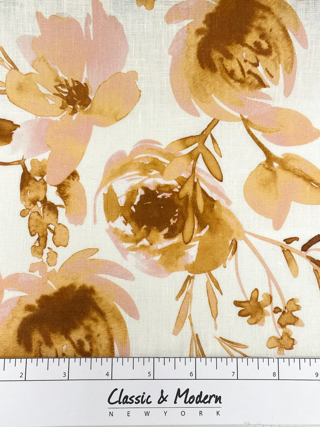 Water Roses Light Weight 100% Linen Fabric By The Yard/CL1105
