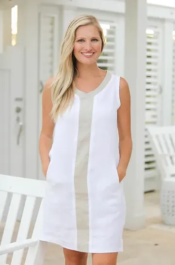 White Dress w/Gold Stripe D2311