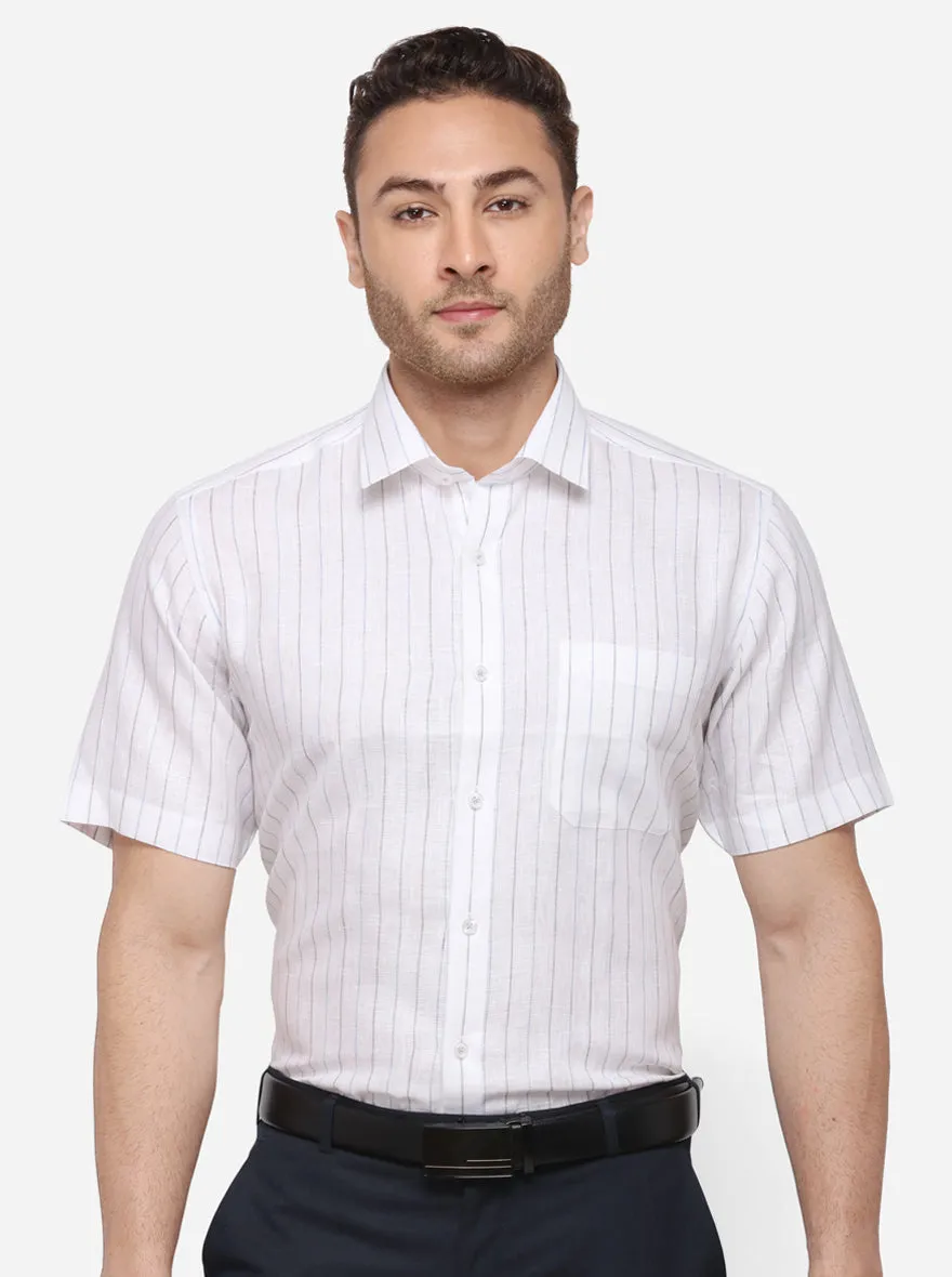 White Striped Regular Fit Formal Shirt | JadeBlue