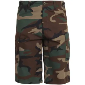Woodland Camouflage - Military Long Cargo BDU Shorts - Polyester Cotton Twill